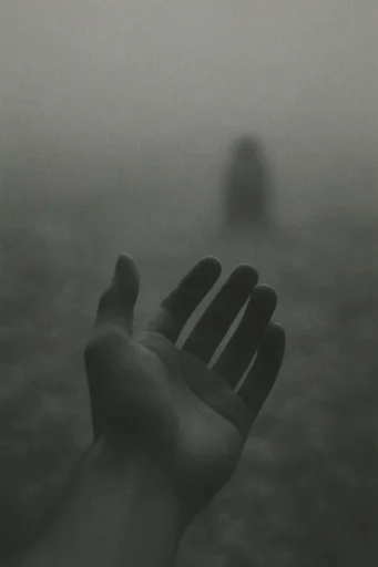Monochrome Liminal Noir style reference image — dense atmospheric fog
