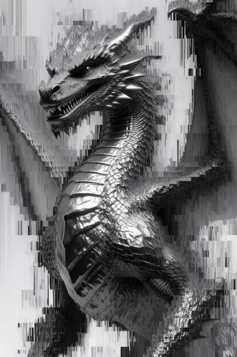 Monochrome Glitch Decay style reference image — halftone texture