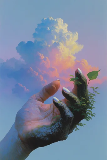 Ethereal Surrealist Landscapes style reference image — golden hour lighting