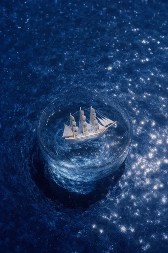 Ethereal Cosmic Abyssal style reference image — deep indigo water