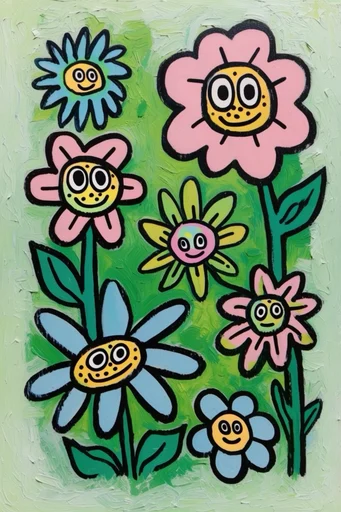Textured Whimsical Fauvism style reference image — naive folk art influence