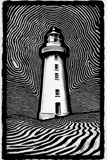 Hypnotic Linocut Nocturne style reference image — minimalist graphic illustration