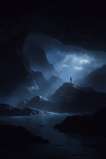 Monochromatic Abyssal Chiaroscuro style reference image — cinematic isolation