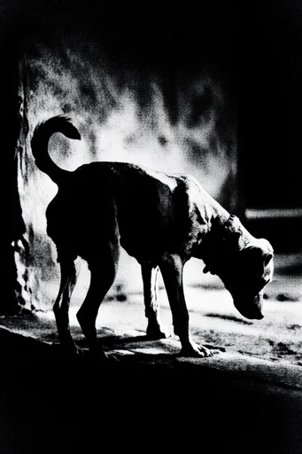 Gritty Chiaroscuro Noir style reference image — distressed texture