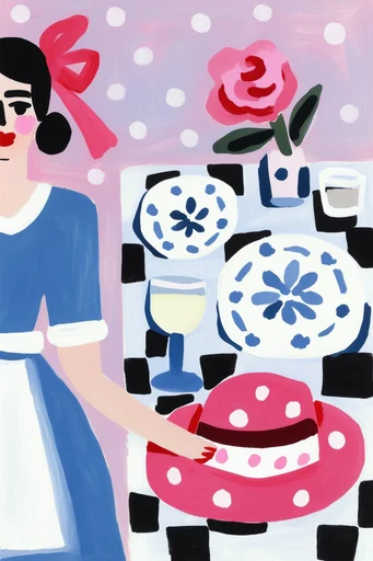 Whimsical Graphic Naivism style reference image — flat gouache illustration