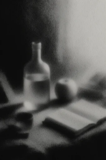 Ethereal Monochrome Noir style reference image — charcoal drawing texture