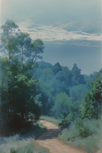 Ethereal Pastoral Surrealism style reference image — nostalgic anime background
