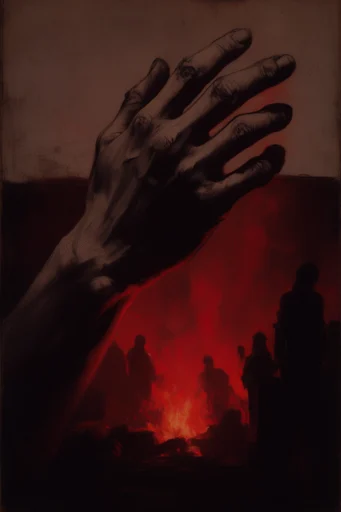 Apocalyptic Crimson Impressionism style reference image — dramatic chiaroscuro