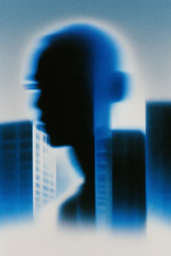 Luminous Spectral Noir style reference image — heavy film grain