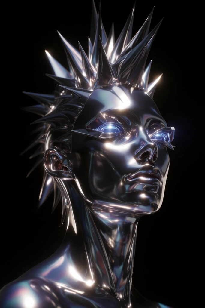 Prismatic Chrome Futurism style AI image example 1