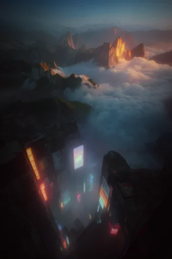 Atmospheric Neon Dystopia style reference image — cyberpunk megacity