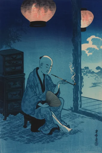Nocturnal Woodblock Noir moodboard — generate AI images in this style