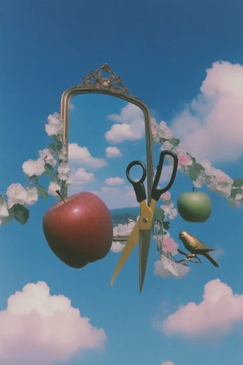Nostalgic Surrealist Azure style reference image — surreal collage