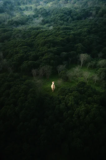Aerial Verdant Solitude style reference image — moody diffused lighting