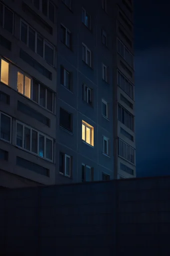 Cinematic Urban Solitude style reference image — brutalist architecture