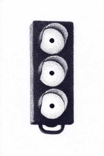 Textured Monochrome Surrealism style reference image — stippled halftone texture