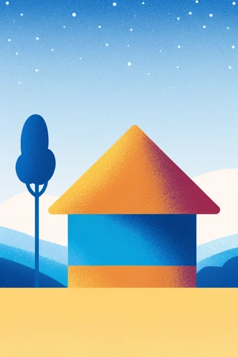 Textured Geometric Minimalism style reference image — flat color blocking