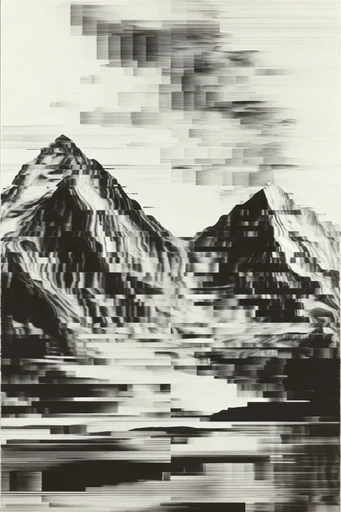 Monochrome Glitch Noir style reference image — monochrome glitch art