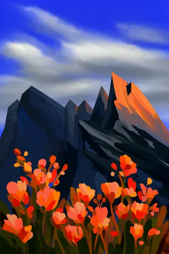 Cobalt Botanical Fauvism style reference image — cobalt blue background