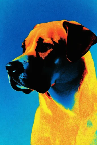 Vibrant Risograph Surrealism style reference image — optical color mixing