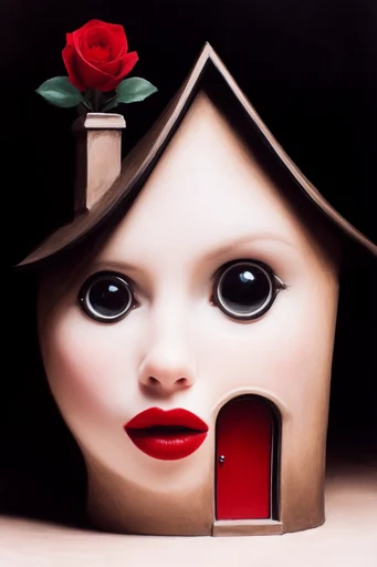 Crimson Noir Surrealism style reference image — shattered mirror reflections