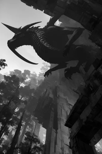 Monolithic Brutalist Vertigo style reference image — high-contrast chiaroscuro