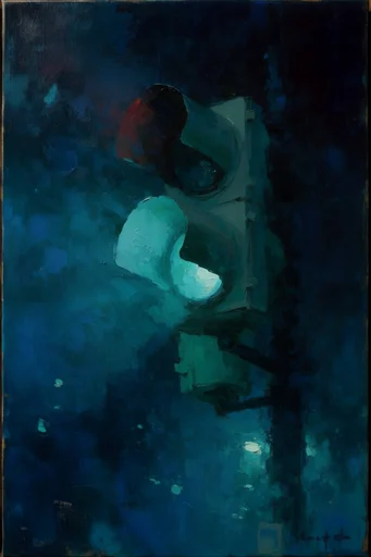 Luminous Nocturnal Abyss style reference image — deep teal and indigo palette