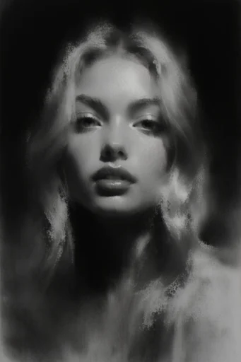 Ethereal Monochrome Noir style reference image — ethereal motion blur