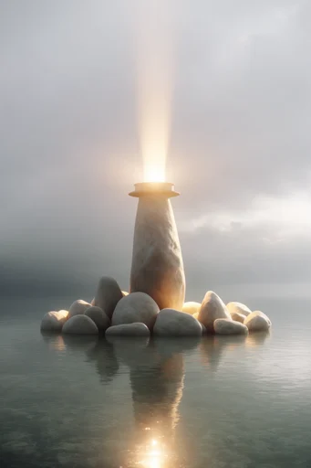 Luminous Monolithic Minimalism style reference image — ethereal glowing portal