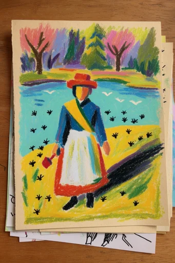 Vibrant Naive Sketchbook moodboard — generate AI images in this style
