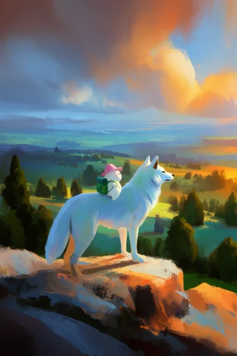 Vibrant Painterly Horizons style reference image — saturated sunset palette