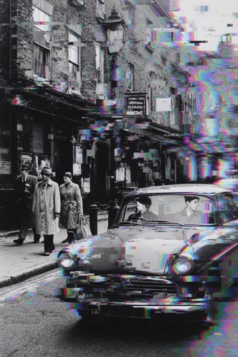 Corrupted Monochrome Noir style reference image — glitch art