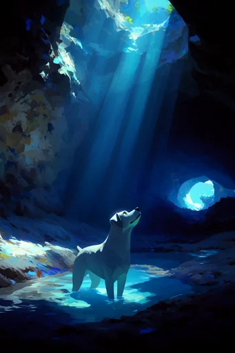 Luminous Abyssal Fantasy style reference image — geometric rock formations