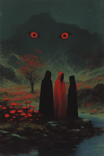 Luminous Cosmic Folklore style reference image — high-contrast chiaroscuro