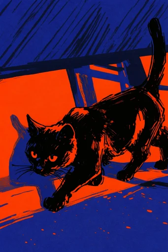 Gritty Neon Noir style reference image — expressive sketchy linework