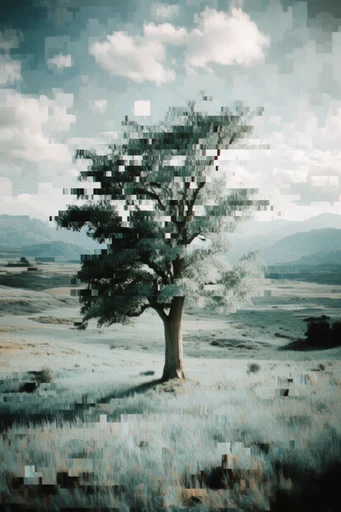 Monochrome Digital Decay style AI image example 2
