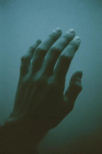 Misty Liminal Desolation style reference image — heavy analog film grain