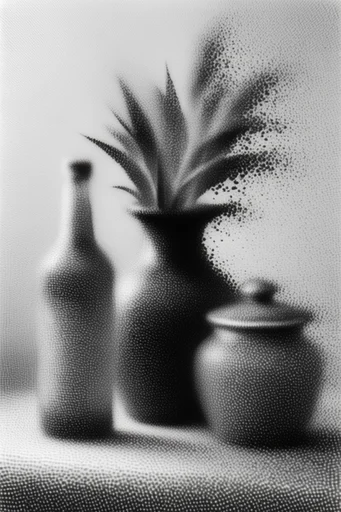 Ethereal Particulate Minimalism style reference image — particulate dispersion