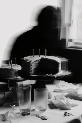 Fragmented Monochromatic Noir style reference image — halftone degradation