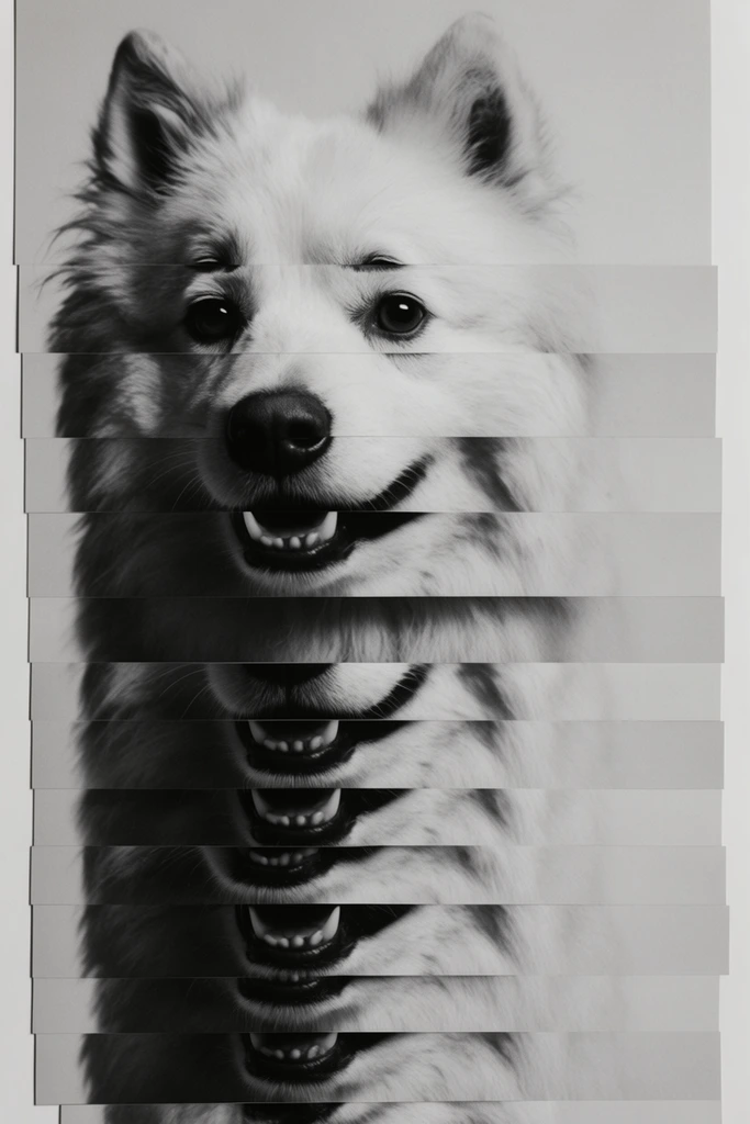 Monochrome Glitch Fragmentation style AI image example 3