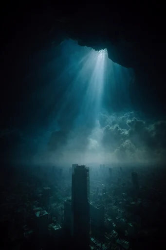 Monochromatic Abyssal Chiaroscuro style reference image — nocturnal atmosphere