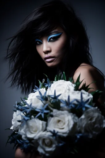 Nocturnal Avant-Garde Noir style reference image — editorial sharp-focus portraiture
