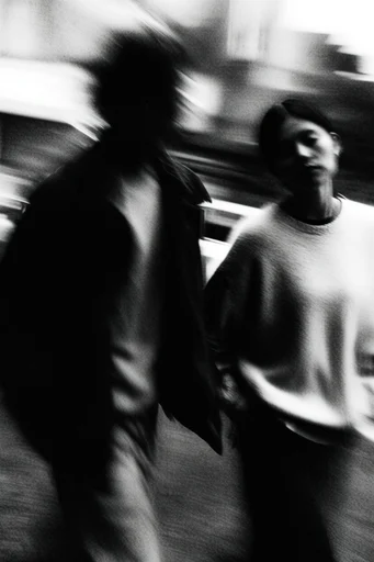 Kinetic Noir Abstraction style reference image — high contrast black and white