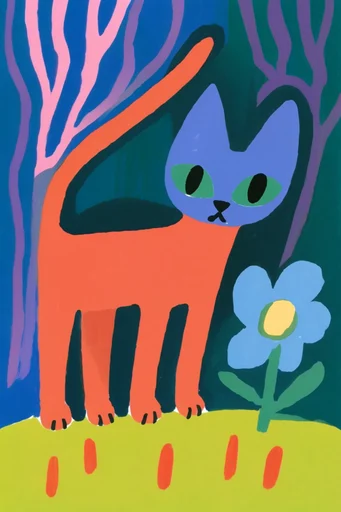 Graphic Painterly Narrative style reference image — naive art influence