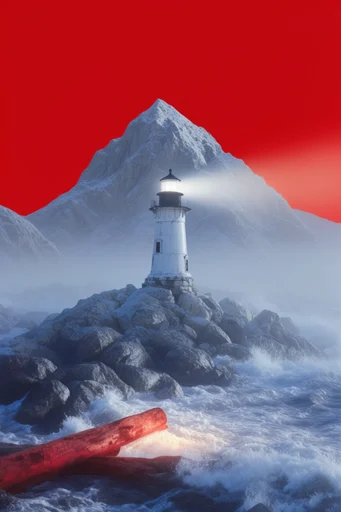 Crimson Surreal Minimalism style reference image — stark graphic composition