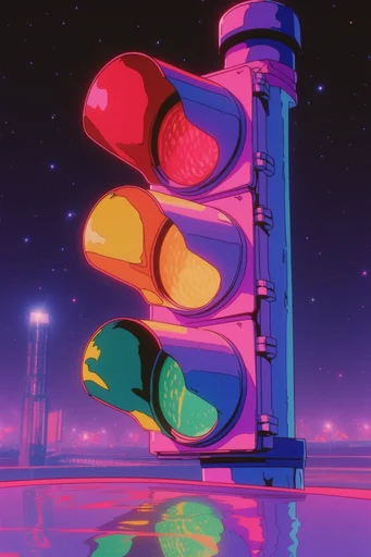 Neon Cosmic Retro-Futurism style reference image — chromatic aberration