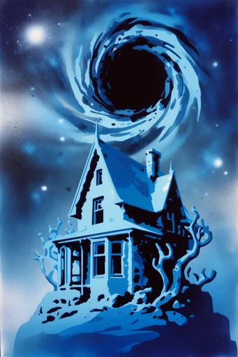 Ethereal Indigo Cyanotype style reference image — grainy film texture