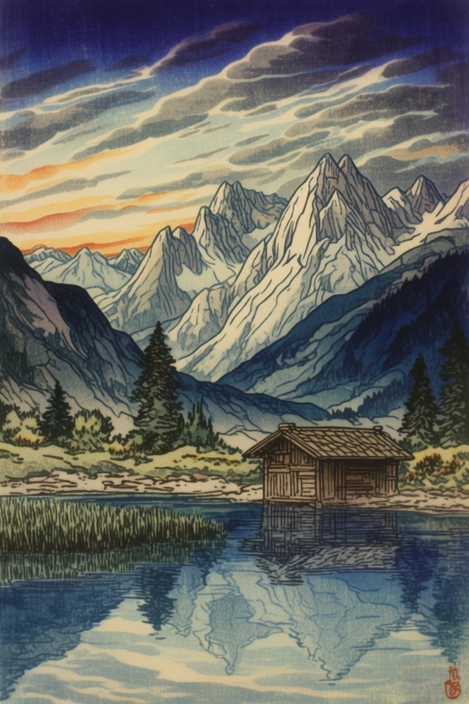 Textured Alpine Folklore style AI image example 2