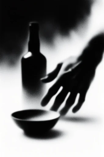 Monochrome Granular Noir style reference image — heavy film grain