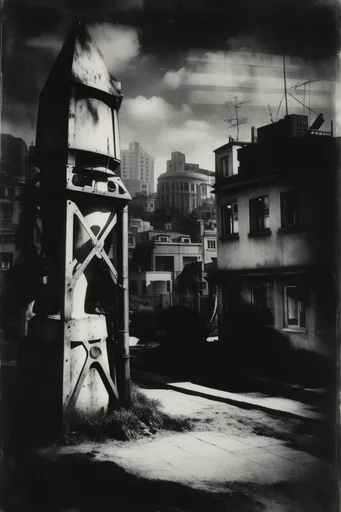 Gritty Noir Analog style reference image — heavy film grain